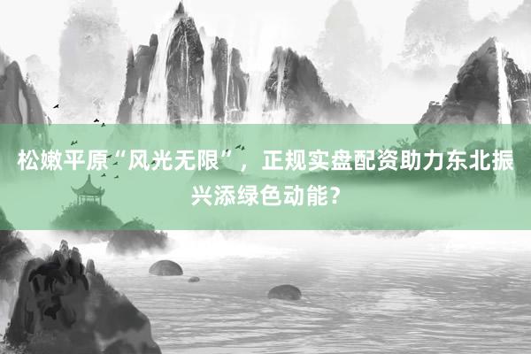 松嫩平原“风光无限”，正规实盘配资助力东北振兴添绿色动能？