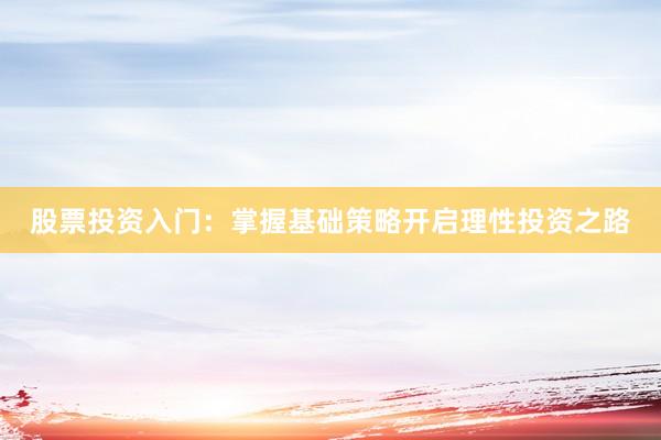 股票投资入门：掌握基础策略开启理性投资之路