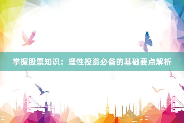 掌握股票知识：理性投资必备的基础要点解析