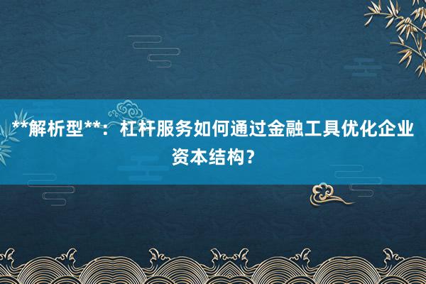 **解析型**：杠杆服务如何通过金融工具优化企业资本结构？