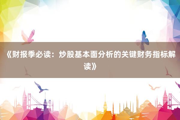 《财报季必读：炒股基本面分析的关键财务指标解读》