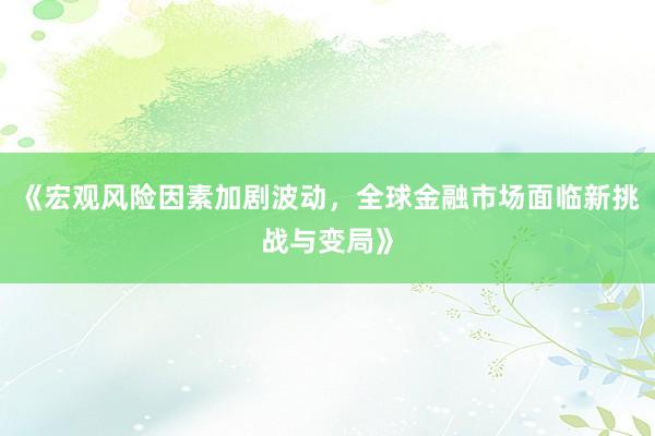 《宏观风险因素加剧波动，全球金融市场面临新挑战与变局》