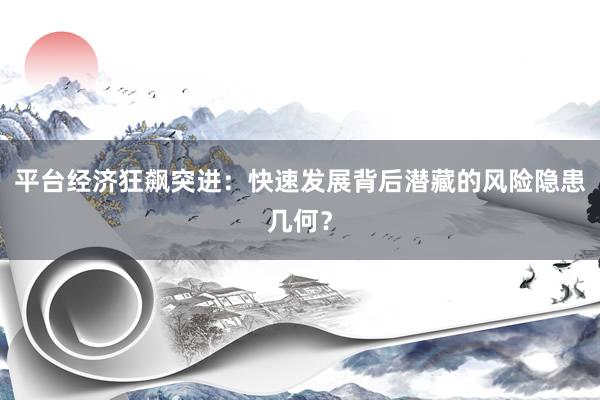 平台经济狂飙突进：快速发展背后潜藏的风险隐患几何？