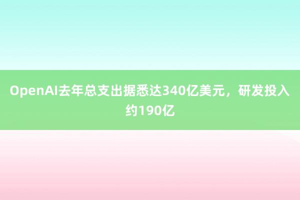 OpenAI去年总支出据悉达340亿美元，研发投入约190亿