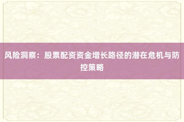 风险洞察：股票配资资金增长路径的潜在危机与防控策略