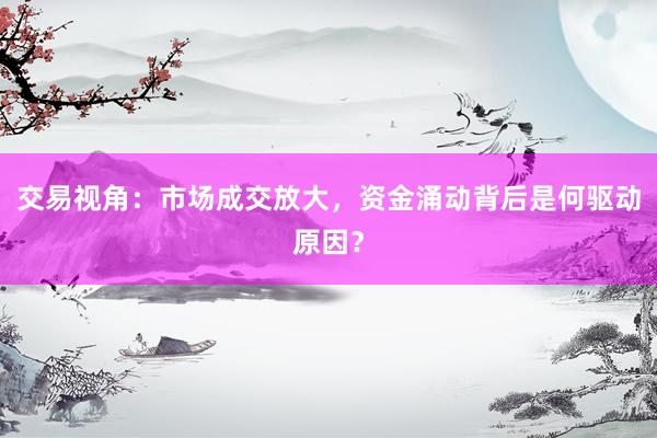 交易视角:市场成交放大,资金涌动背后是何驱动原因?