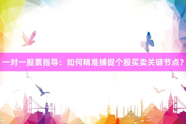 一对一股票指导：如何精准捕捉个股买卖关键节点？
