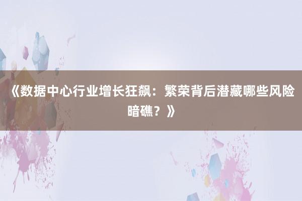《数据中心行业增长狂飙：繁荣背后潜藏哪些风险暗礁？》