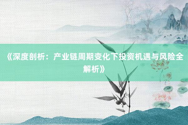 《深度剖析：产业链周期变化下投资机遇与风险全解析》