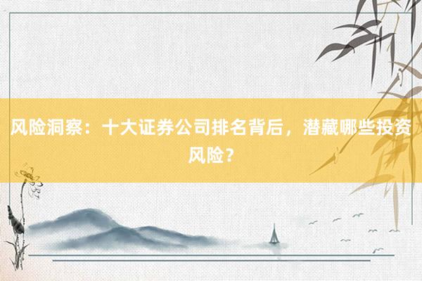 风险洞察：十大证券公司排名背后，潜藏哪些投资风险？