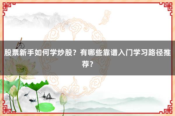 股票新手如何学炒股？有哪些靠谱入门学习路径推荐？