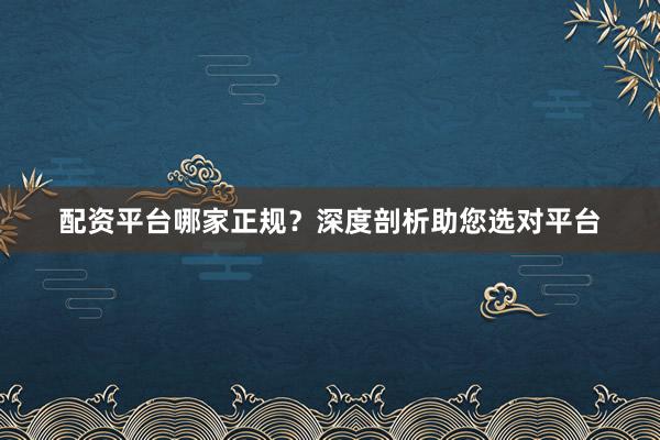 配资平台哪家正规？深度剖析助您选对平台