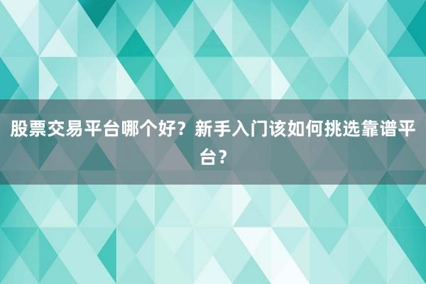 股票交易平台哪个好？新手入门该如何挑选靠谱平台？