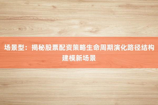 场景型：揭秘股票配资策略生命周期演化路径结构建模新场景