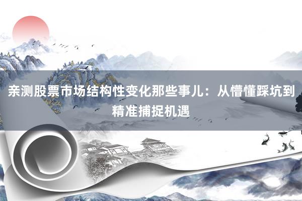 亲测股票市场结构性变化那些事儿：从懵懂踩坑到精准捕捉机遇
